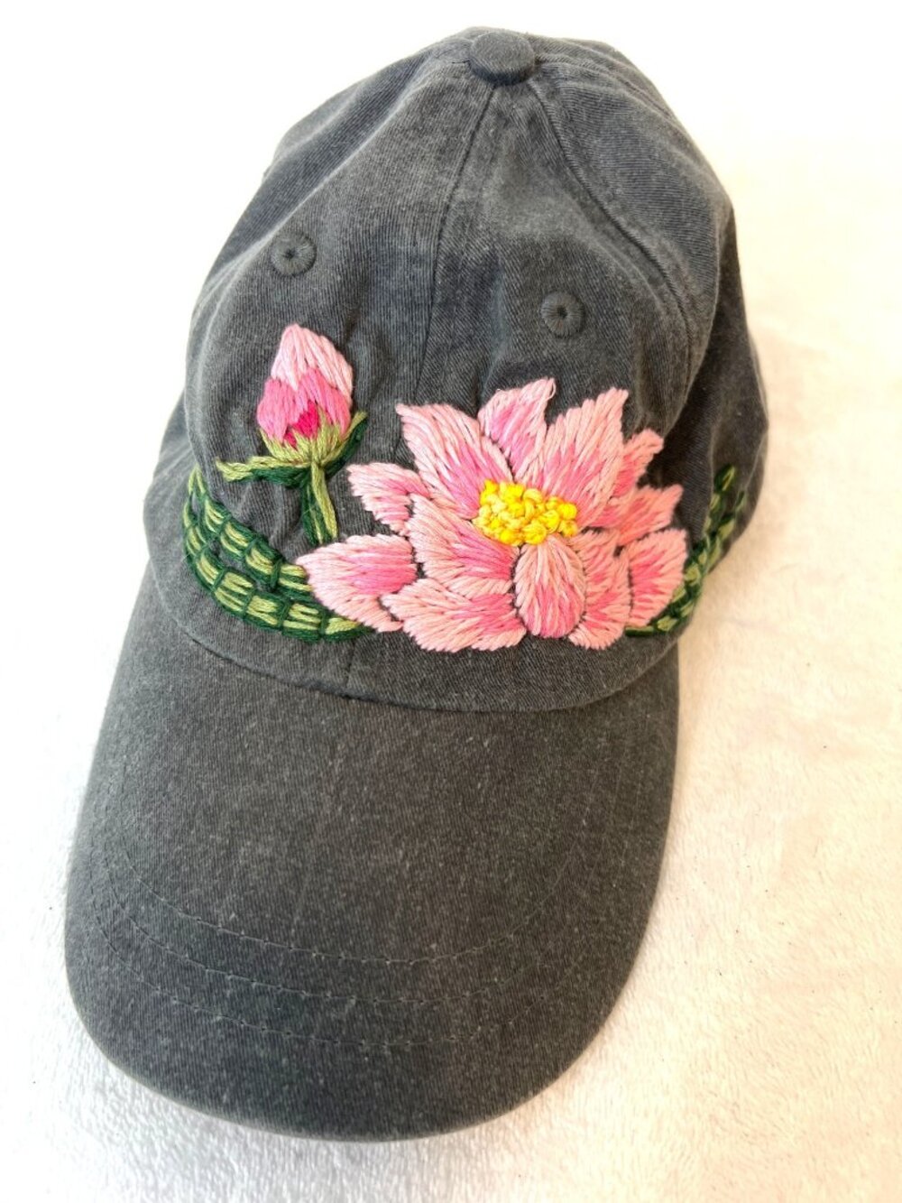 Adams headwear Upscale Vintage Snapback Gray Pink Floral Embroidery Adjustable